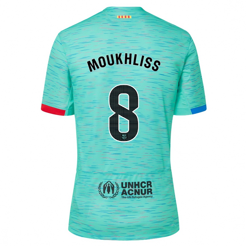 メンズフットボールモハ・ムークリス#8ライトアクアサードユニフォームシャツ2023/24ジャージーユニフォーム