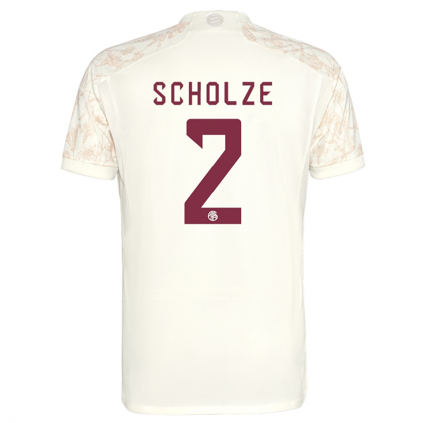 メンズフットボールマックス・ショルツ#2オフホワイトサードユニフォームシャツ2023/24ジャージーユニフォーム