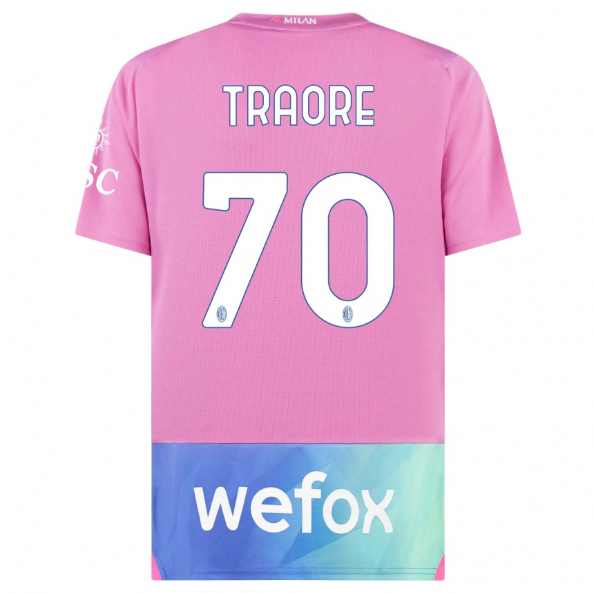 メンズフットボールチャカ・トラオレ#70ピンクパープルサードユニフォームシャツ2023/24ジャージーユニフォーム