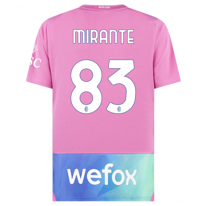メンズフットボールアントニオ・ミランテ#83ピンクパープルサードユニフォームシャツ2023/24ジャージーユニフォーム