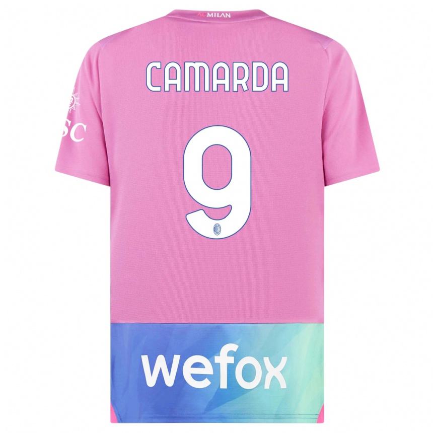 メンズフットボールフランチェスコ・カマルダ#9ピンクパープルサードユニフォームシャツ2023/24ジャージーユニフォーム