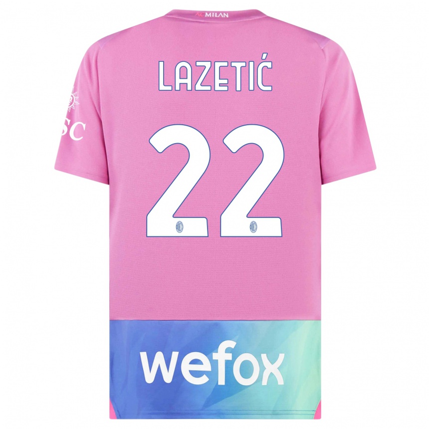 メンズフットボールマルコ・ラゼティッチ#22ピンクパープルサードユニフォームシャツ2023/24ジャージーユニフォーム
