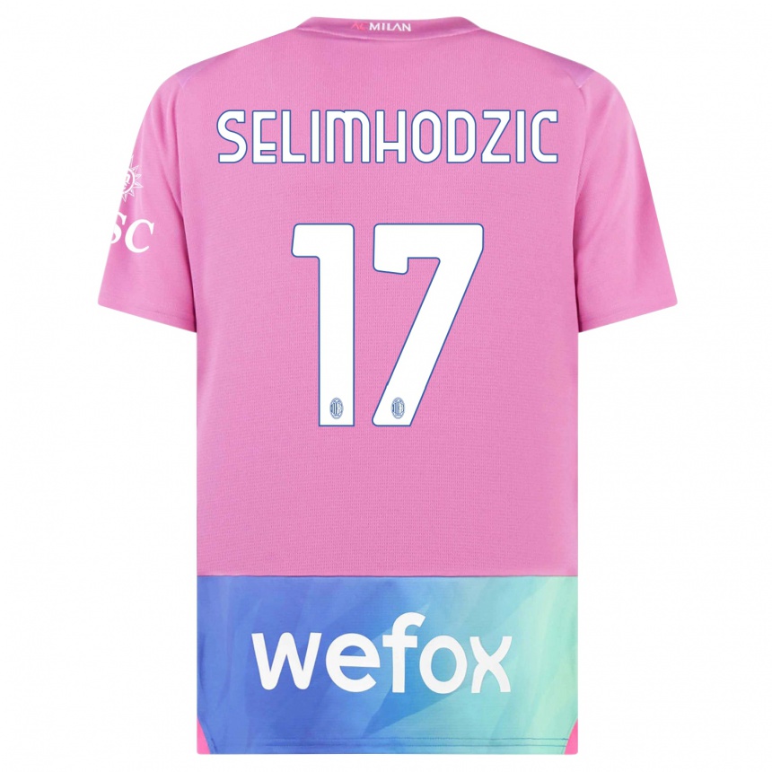 メンズフットボールノア・セリムホジッチ#17ピンクパープルサードユニフォームシャツ2023/24ジャージーユニフォーム