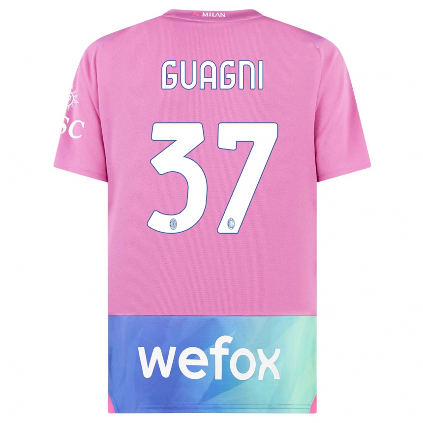 メンズフットボールアリア・グアンニ#37ピンクパープルサードユニフォームシャツ2023/24ジャージーユニフォーム