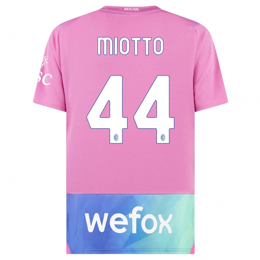 メンズフットボールジョルジア・ミオット#44ピンクパープルサードユニフォームシャツ2023/24ジャージーユニフォーム
