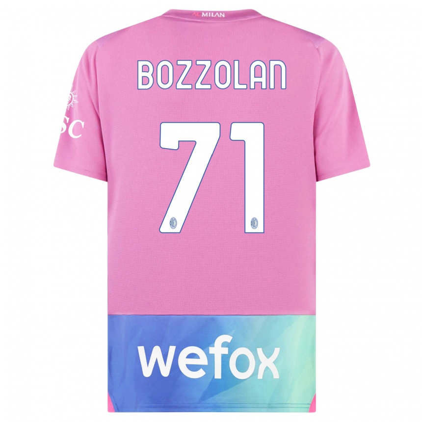 メンズフットボールアンドレア・ボッツォラン#71ピンクパープルサードユニフォームシャツ2023/24ジャージーユニフォーム