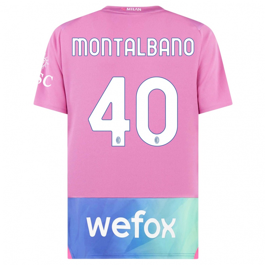 メンズフットボールニコロ・モンタルバノ#40ピンクパープルサードユニフォームシャツ2023/24ジャージーユニフォーム