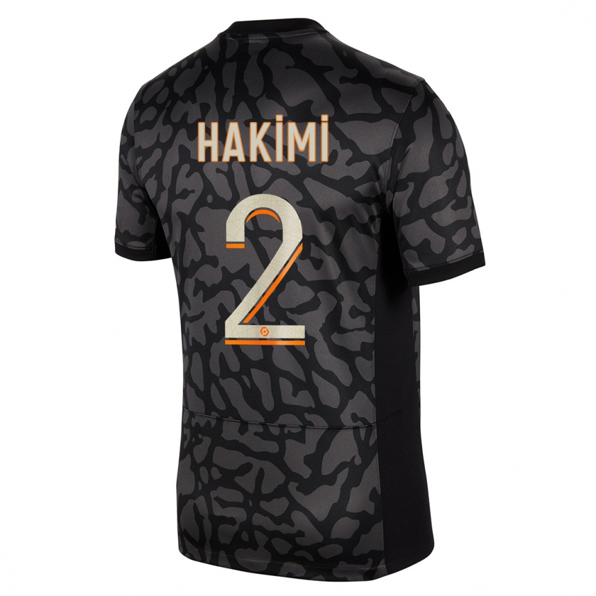 メンズフットボールアクラフ・ハキミ#2黒サードユニフォームシャツ2023/24ジャージーユニフォーム