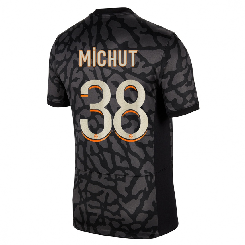 メンズフットボールエドゥアール・ミシュ#38黒サードユニフォームシャツ2023/24ジャージーユニフォーム