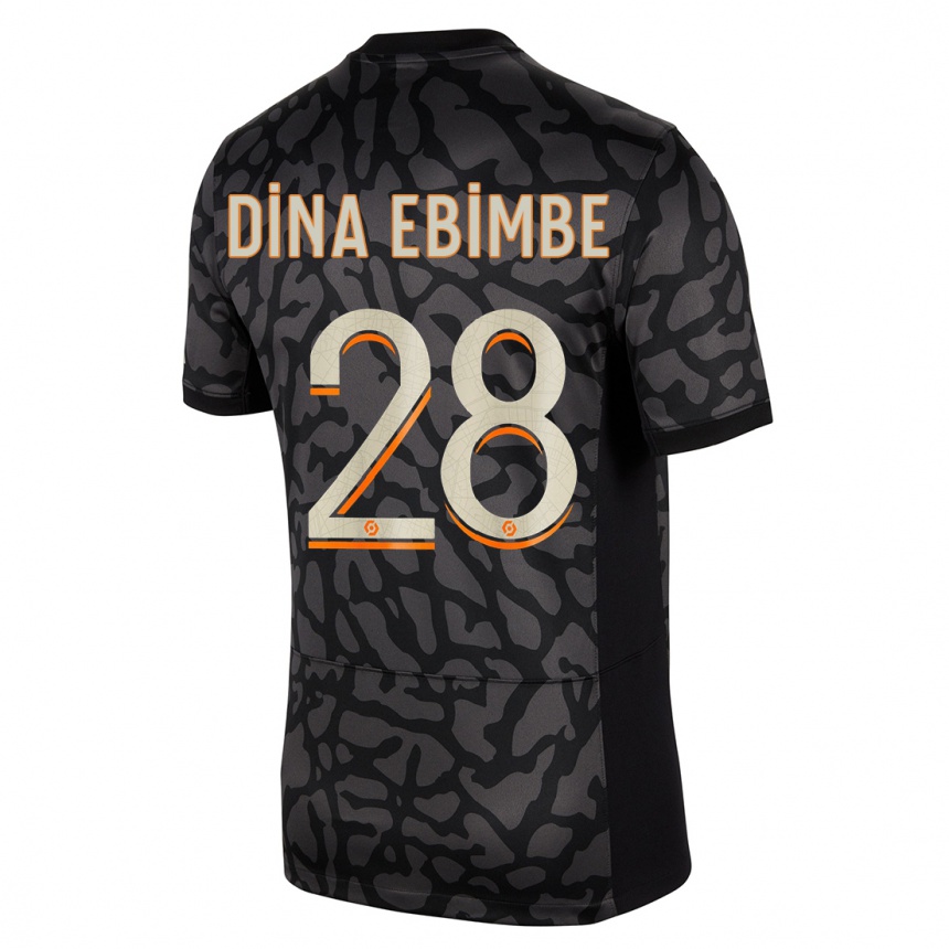メンズフットボールエリック・ジュニオール・ディナ・エビンベ#28黒サードユニフォームシャツ2023/24ジャージーユニフォーム