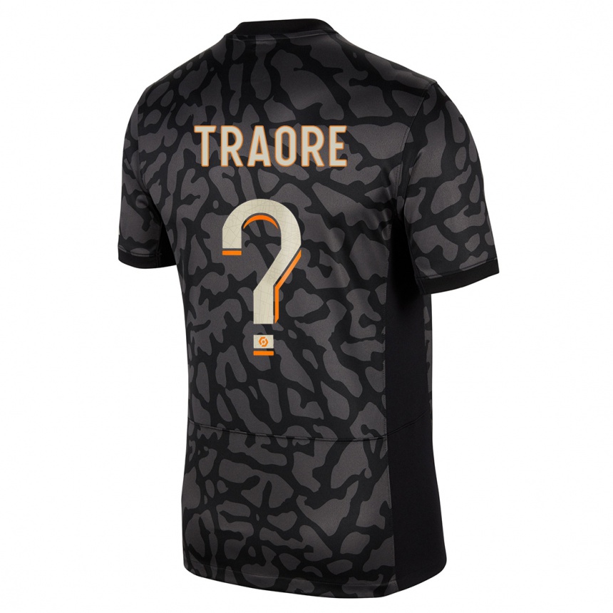 メンズフットボールナオリア・トラオレ#0黒サードユニフォームシャツ2023/24ジャージーユニフォーム