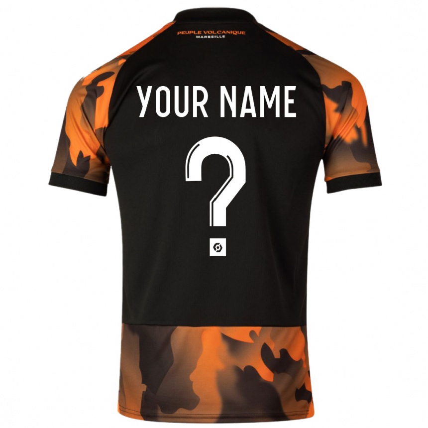 メンズフットボールあなたの名前#0ブラックオレンジサードユニフォームシャツ2023/24ジャージーユニフォーム