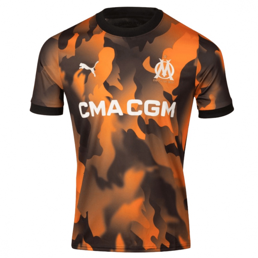メンズフットボールMilan Guendouzi Olie#0ブラックオレンジサードユニフォームシャツ2023/24ジャージーユニフォーム
