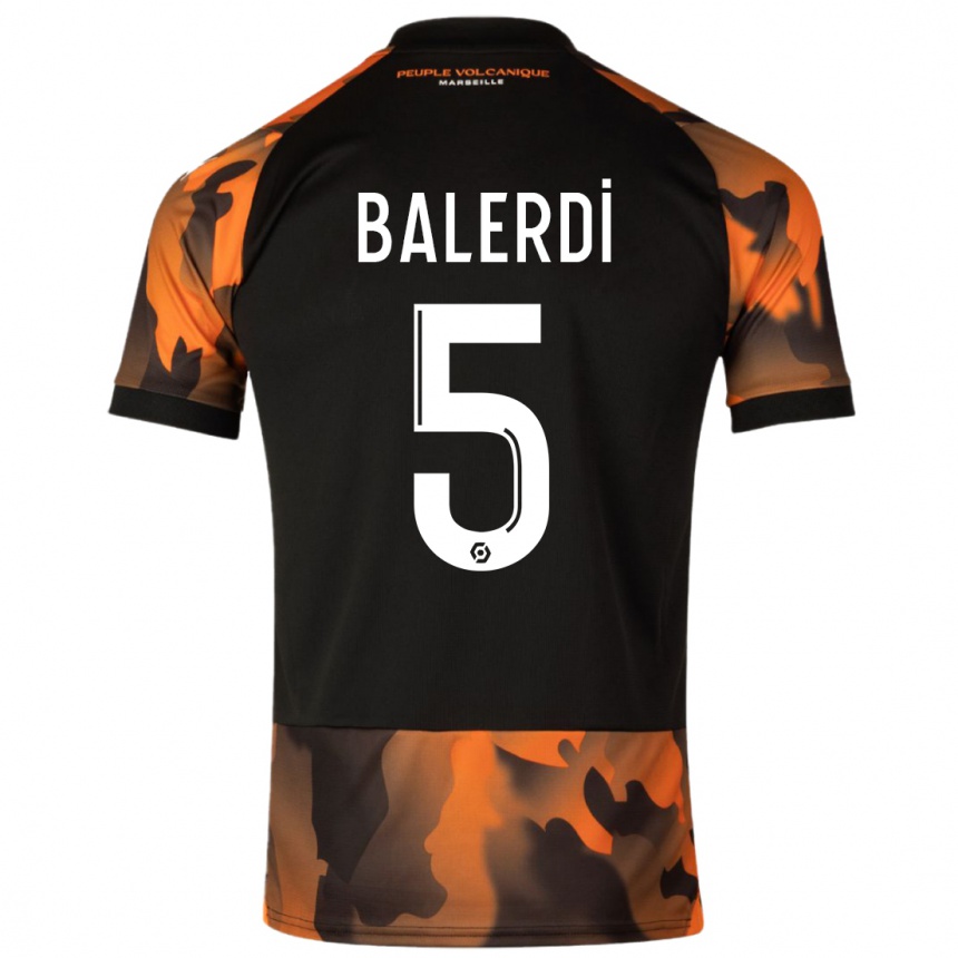 メンズフットボールレオナルド・バレルディ#5ブラックオレンジサードユニフォームシャツ2023/24ジャージーユニフォーム