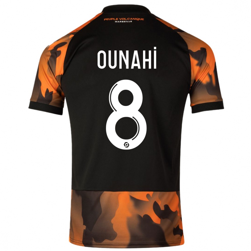 メンズフットボールアゼディン・ウナヒ#8ブラックオレンジサードユニフォームシャツ2023/24ジャージーユニフォーム