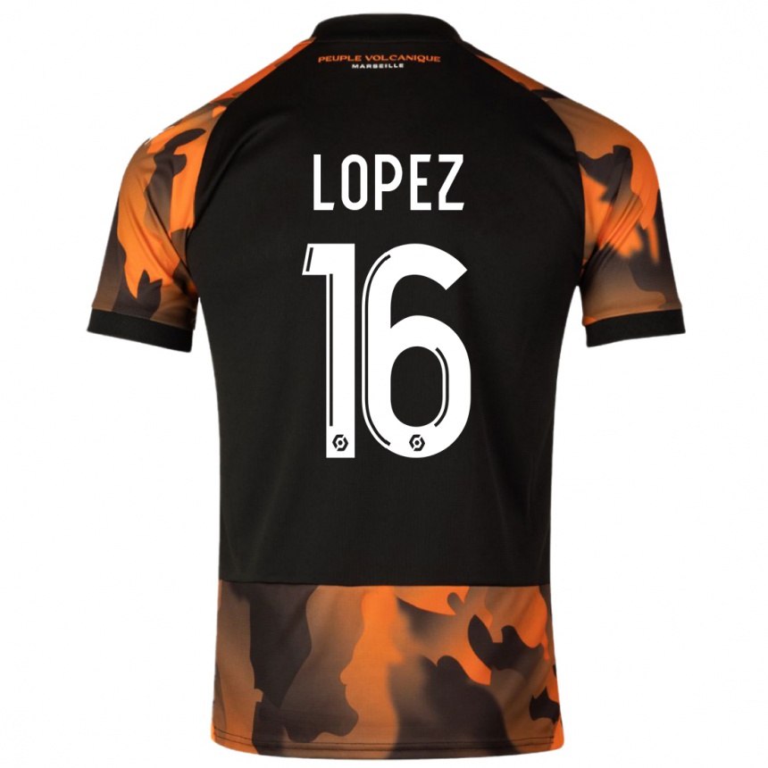 メンズフットボールパウ・ロペス#16ブラックオレンジサードユニフォームシャツ2023/24ジャージーユニフォーム