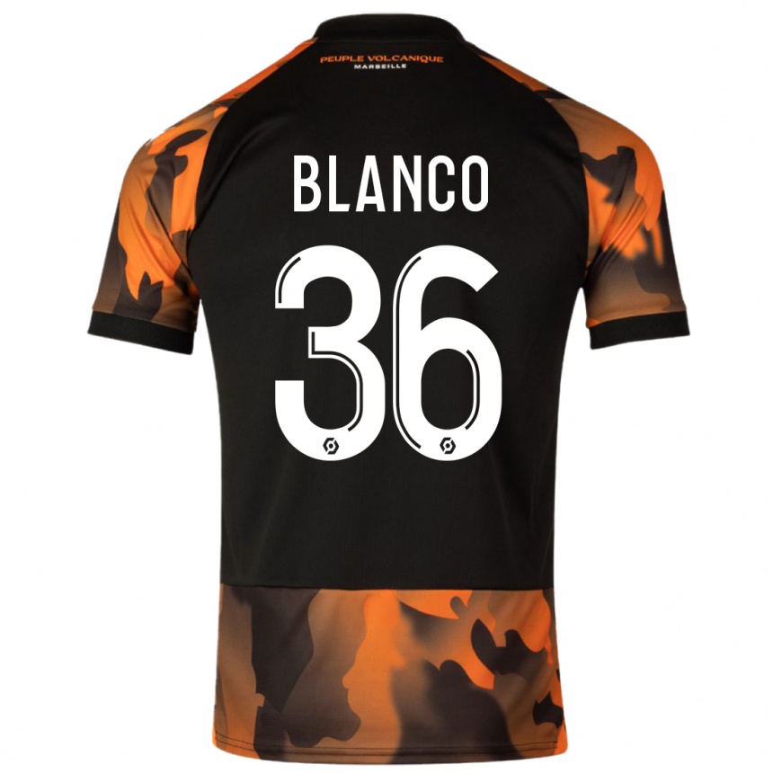 メンズフットボールルベン･ブランコ･ベイガ#36ブラックオレンジサードユニフォームシャツ2023/24ジャージーユニフォーム