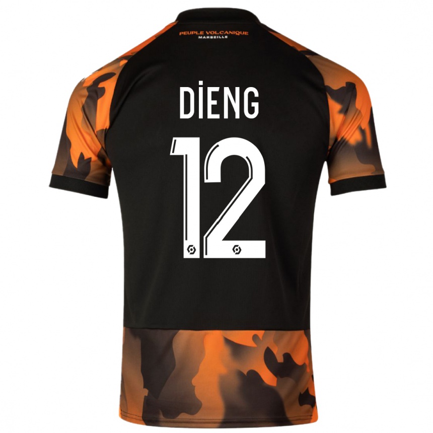 メンズフットボールバンバ・ディエン#12ブラックオレンジサードユニフォームシャツ2023/24ジャージーユニフォーム