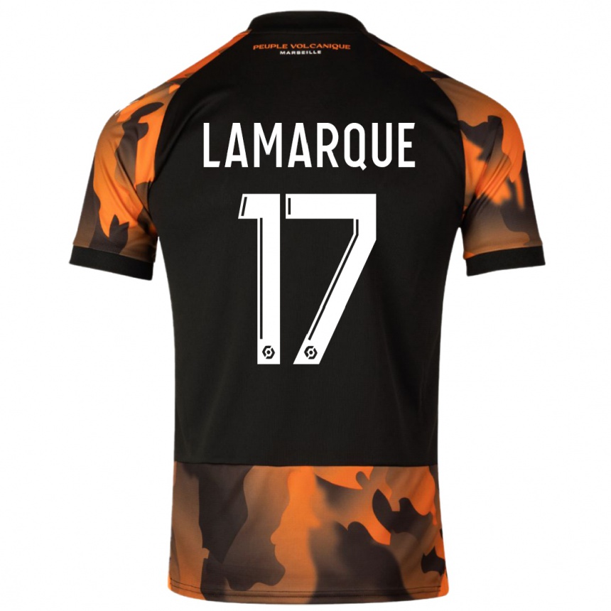 メンズフットボールアレ・ラマルク#17ブラックオレンジサードユニフォームシャツ2023/24ジャージーユニフォーム