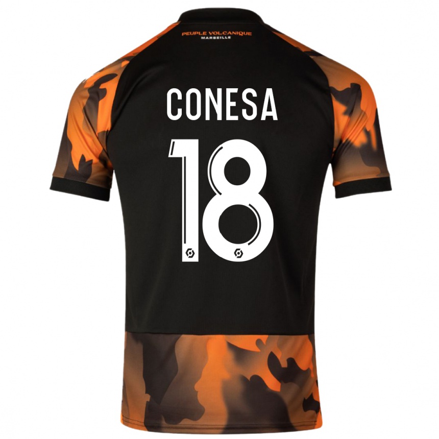 メンズフットボールアンナ・コネサ#18ブラックオレンジサードユニフォームシャツ2023/24ジャージーユニフォーム