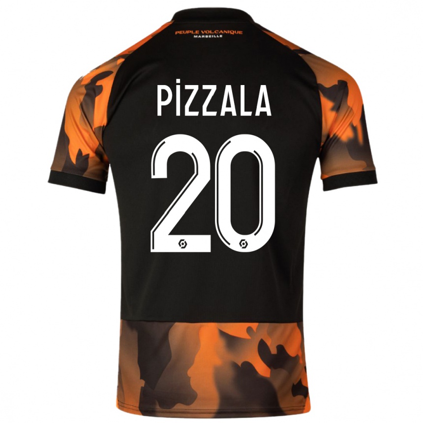 メンズフットボールキャロライン・ピッツァラ#20ブラックオレンジサードユニフォームシャツ2023/24ジャージーユニフォーム
