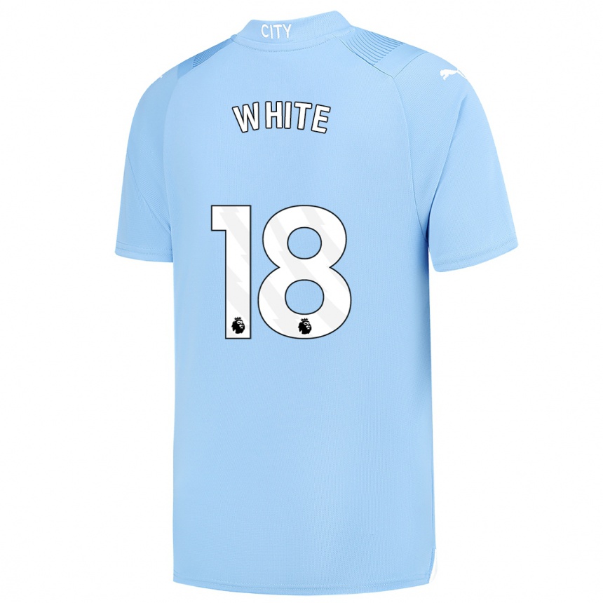 レディースフットボールエレン・ホワイト#18ライトブルーホームシャツ2023/24ジャージーユニフォーム