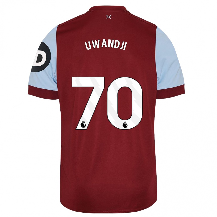 レディースフットボールブレイズ・ウワンジ#70マルーンホームシャツ2023/24ジャージーユニフォーム