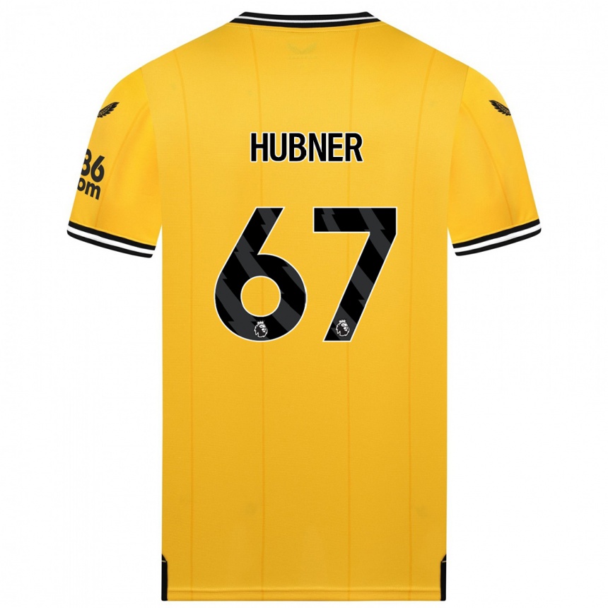 レディースフットボールジャスティン・ハブナー#67黄色ホームシャツ2023/24ジャージーユニフォーム
