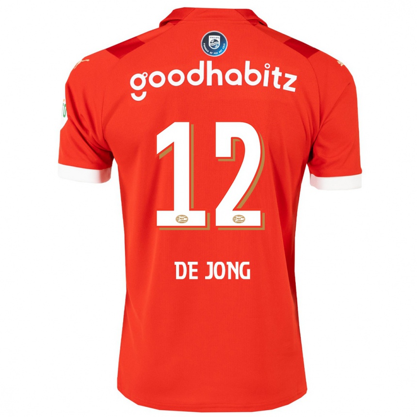 レディースフットボールダニエル・デ・ジョン#12赤ホームシャツ2023/24ジャージーユニフォーム