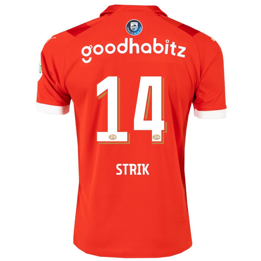 レディースフットボールローラ・ストリック#14赤ホームシャツ2023/24ジャージーユニフォーム