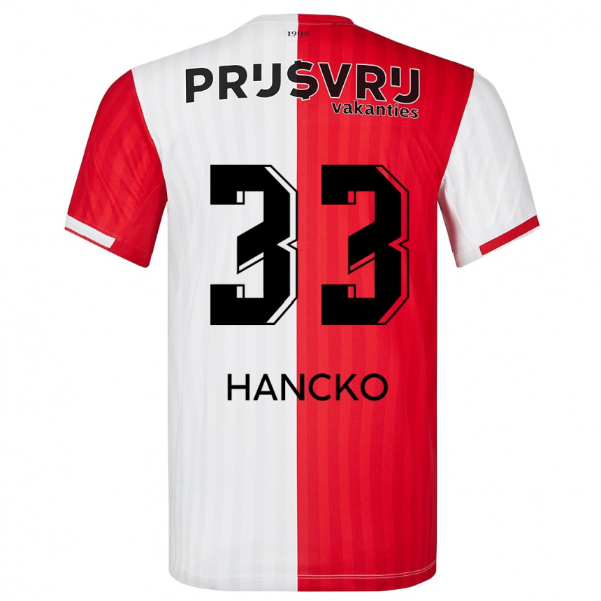 レディースフットボールダヴィド・ハンツコ#33赤白ホームシャツ2023/24ジャージーユニフォーム