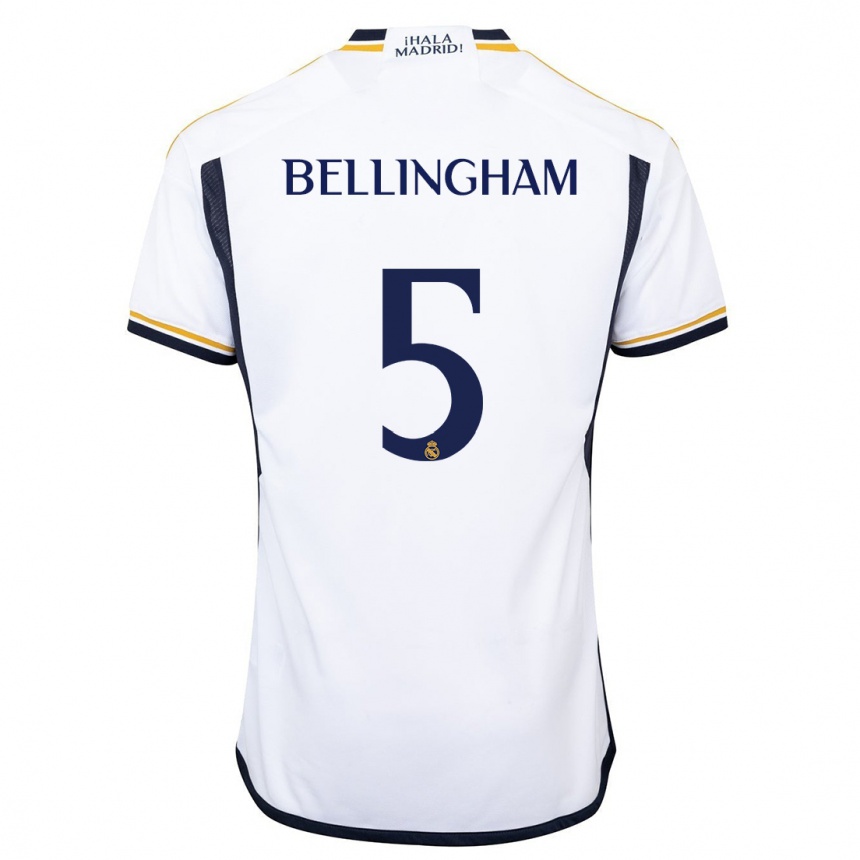 レディースフットボールジュード・ベリンガム#5白ホームシャツ2023/24ジャージーユニフォーム