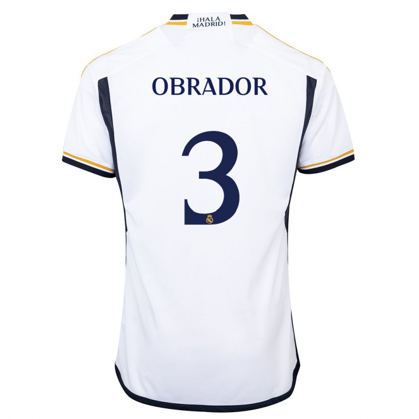 レディースフットボールラフェル・オブラドール#3白ホームシャツ2023/24ジャージーユニフォーム