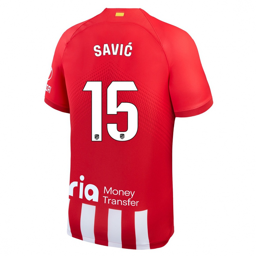レディースフットボールステファン・サヴィッチ#15赤白ホームシャツ2023/24ジャージーユニフォーム