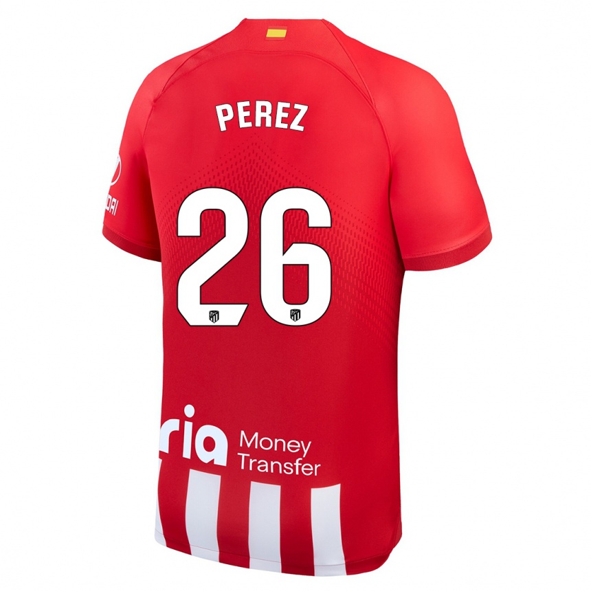 レディースフットボールゼニア・ペレス#26赤白ホームシャツ2023/24ジャージーユニフォーム