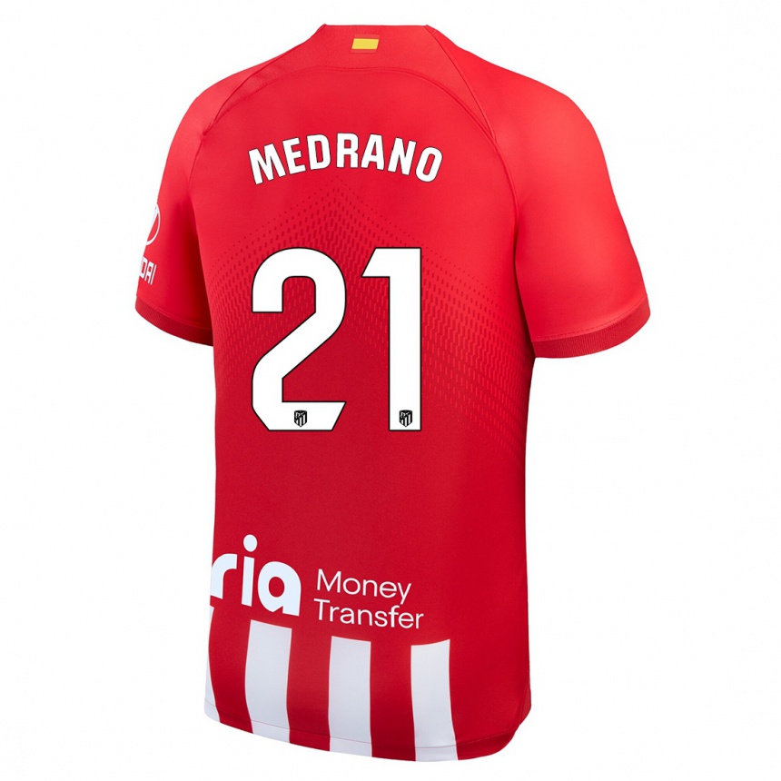 レディースフットボールフェルナンド・メドラノ#21赤白ホームシャツ2023/24ジャージーユニフォーム