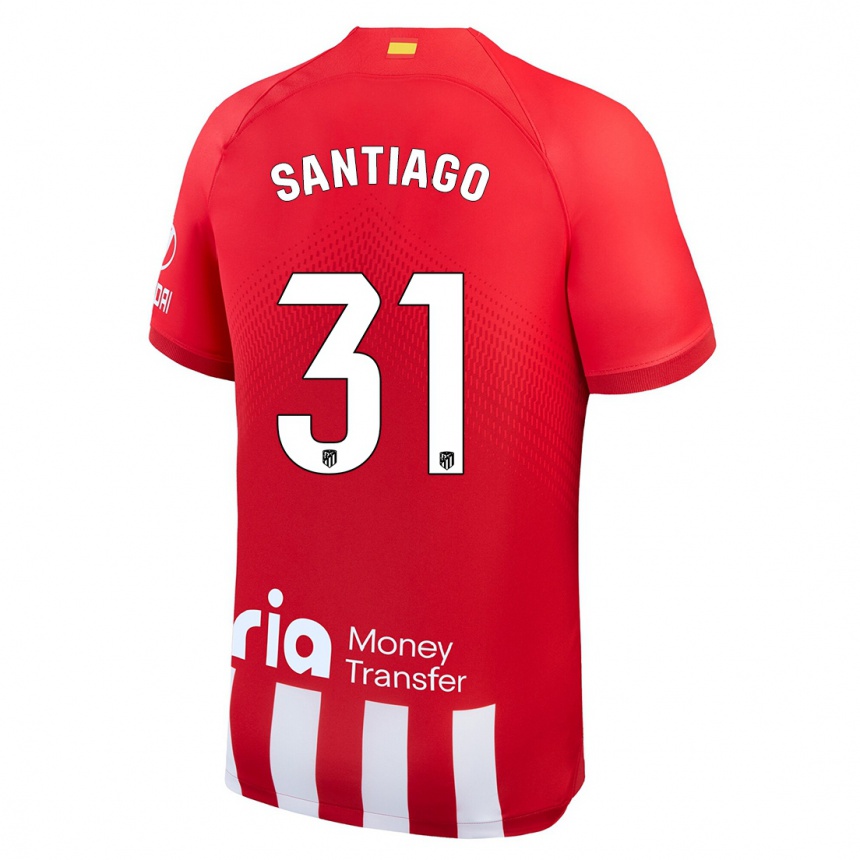 レディースフットボールアブラハムサンティアゴ#31赤白ホームシャツ2023/24ジャージーユニフォーム