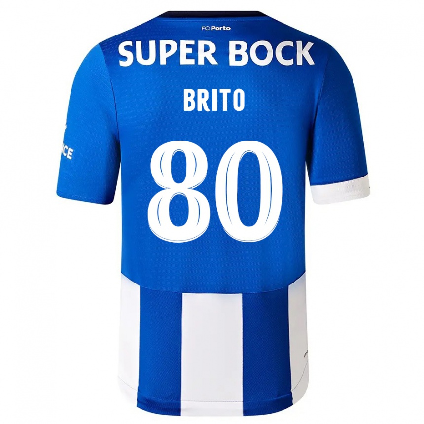 レディースフットボールルアン・ブリト#80ブルーホワイトホームシャツ2023/24ジャージーユニフォーム