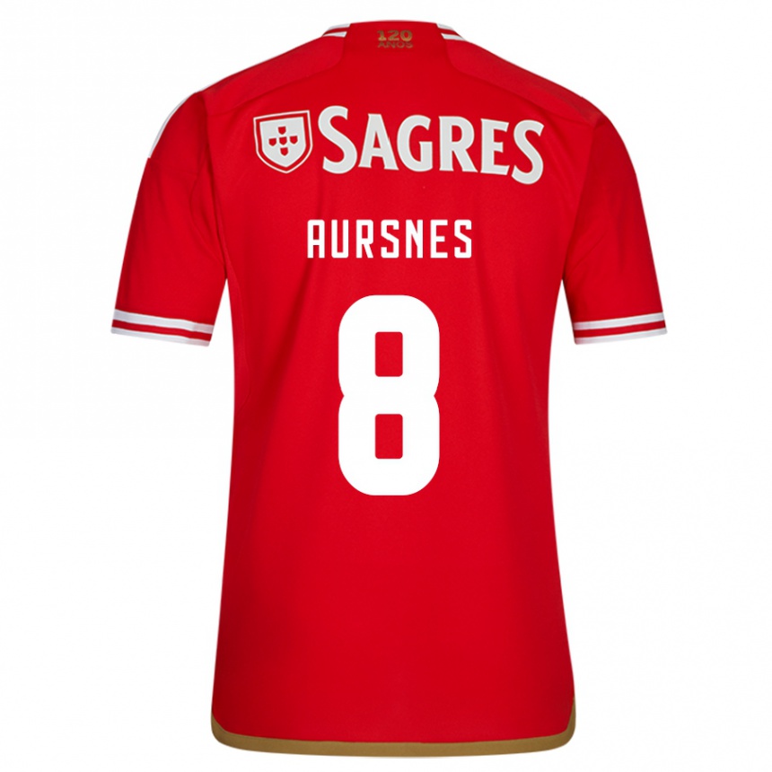 レディースフットボールフレデリク・アウルスネス#8赤ホームシャツ2023/24ジャージーユニフォーム