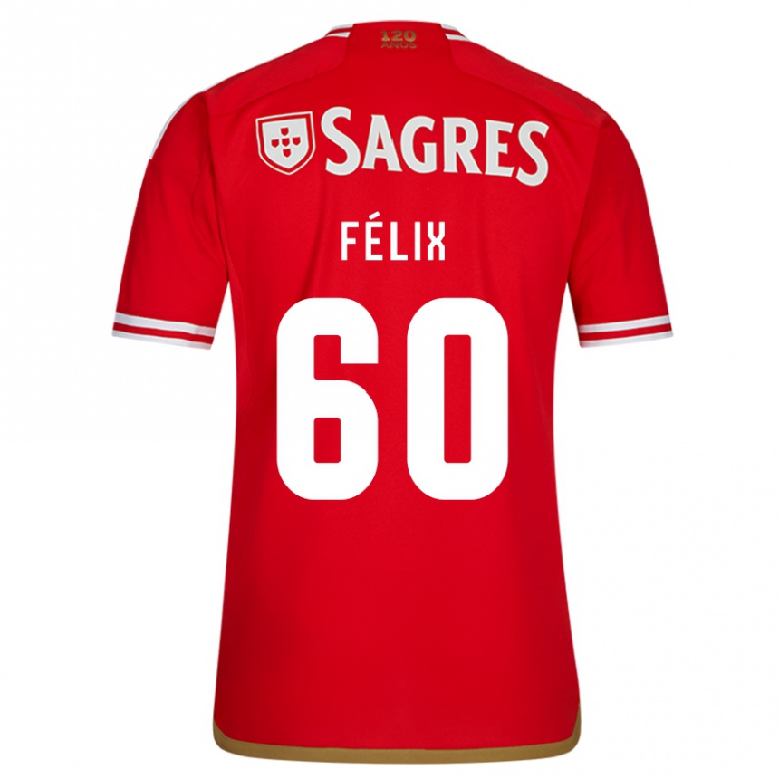 レディースフットボールヌーノ・フェリックス#60赤ホームシャツ2023/24ジャージーユニフォーム