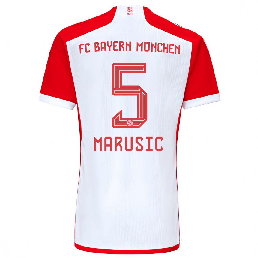 レディースフットボールガブリエル・マルシッチ#5赤白ホームシャツ2023/24ジャージーユニフォーム