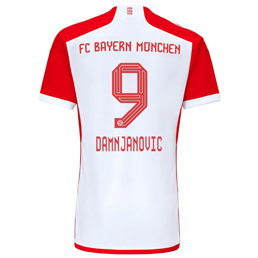 レディースフットボールヨバナ・ダムニャノビッチ#9赤白ホームシャツ2023/24ジャージーユニフォーム