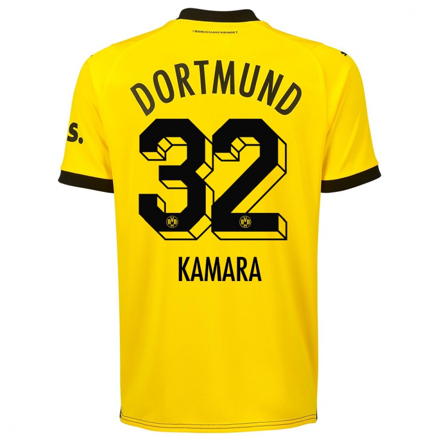 レディースフットボールアブドゥライェ・カマラ#32黄色ホームシャツ2023/24ジャージーユニフォーム