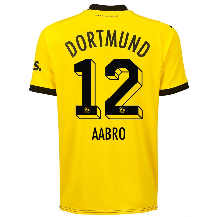 レディースフットボールグスタフ・アーブロ#12黄色ホームシャツ2023/24ジャージーユニフォーム