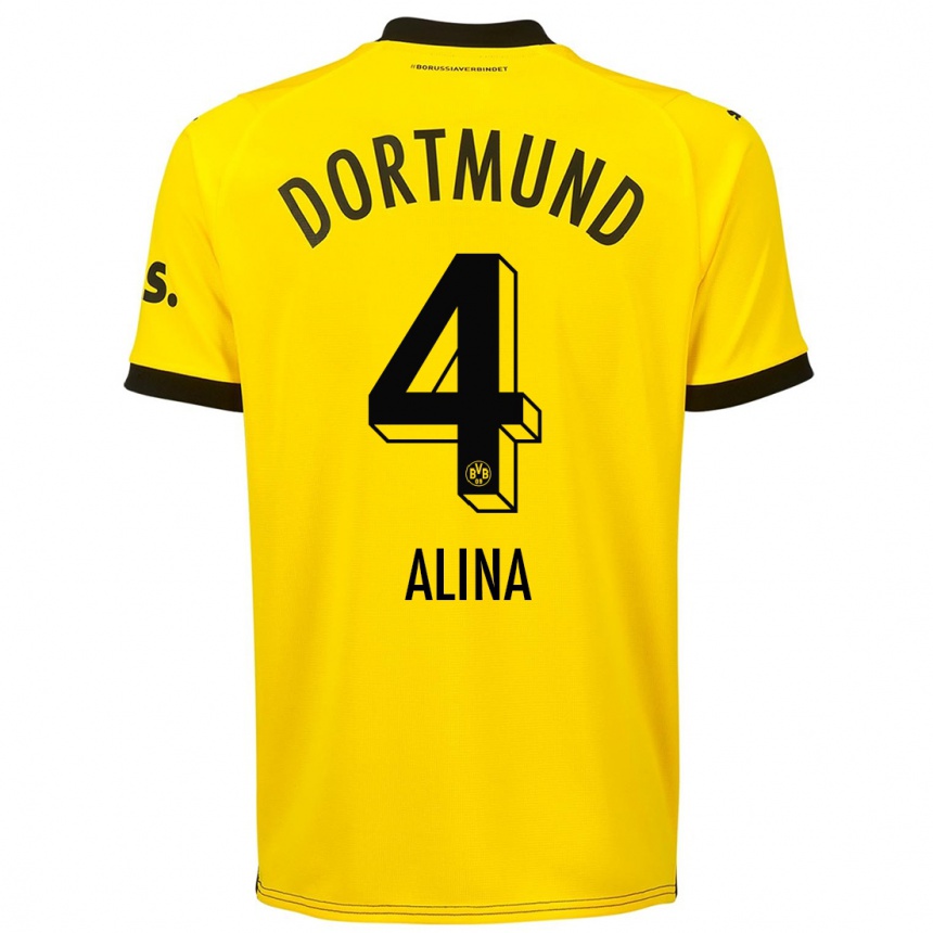 レディースフットボールグリシールズ アリナ#4黄色ホームシャツ2023/24ジャージーユニフォーム