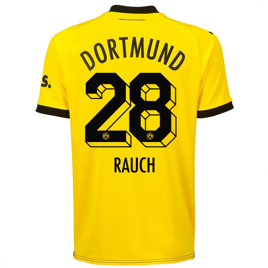 レディースフットボールジュリアス・フィン・ラウフ#28黄色ホームシャツ2023/24ジャージーユニフォーム