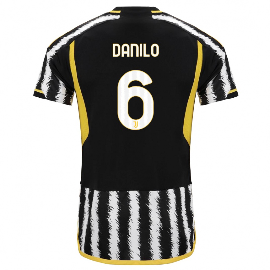 レディースフットボールダニーロ・ルイス・ダ・シウバ#6黒、白ホームシャツ2023/24ジャージーユニフォーム