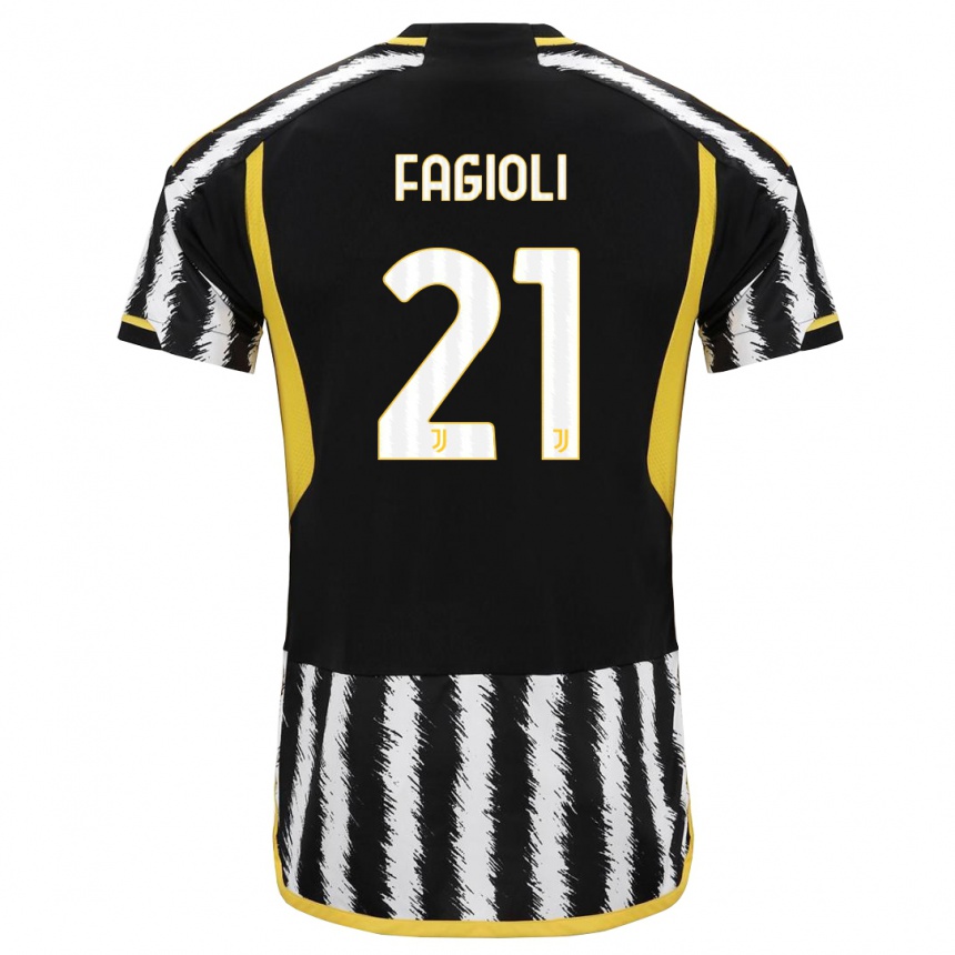 レディースフットボールニコロ・ファジョーリ#21黒、白ホームシャツ2023/24ジャージーユニフォーム