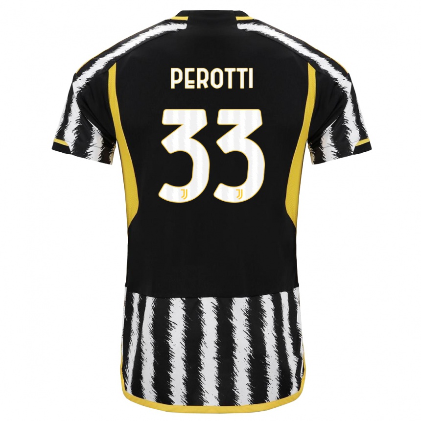 レディースフットボールクレモント・ペロッティ#33黒、白ホームシャツ2023/24ジャージーユニフォーム