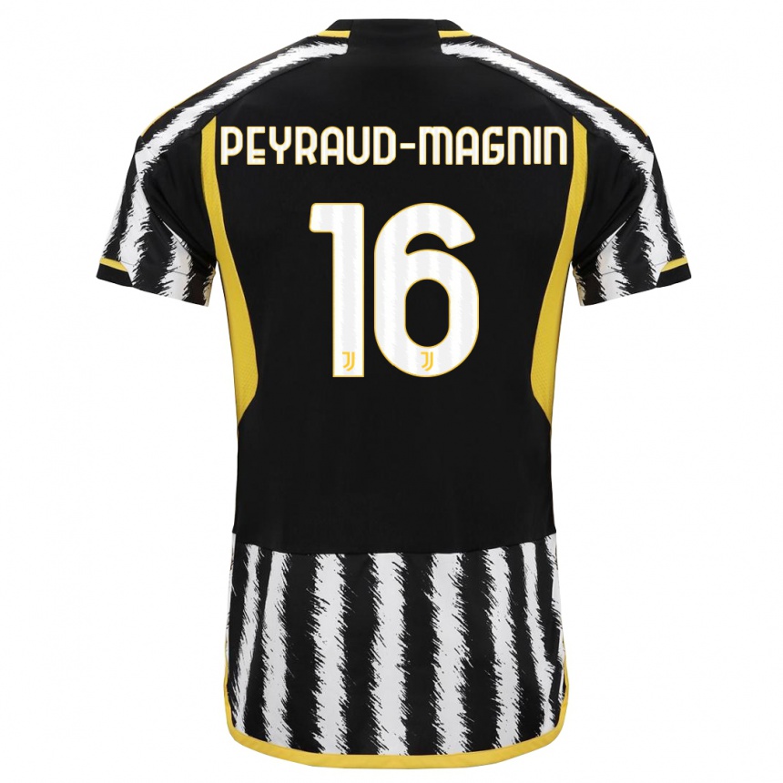レディースフットボールポーリーヌ・ペロー＝マニャン#16黒、白ホームシャツ2023/24ジャージーユニフォーム